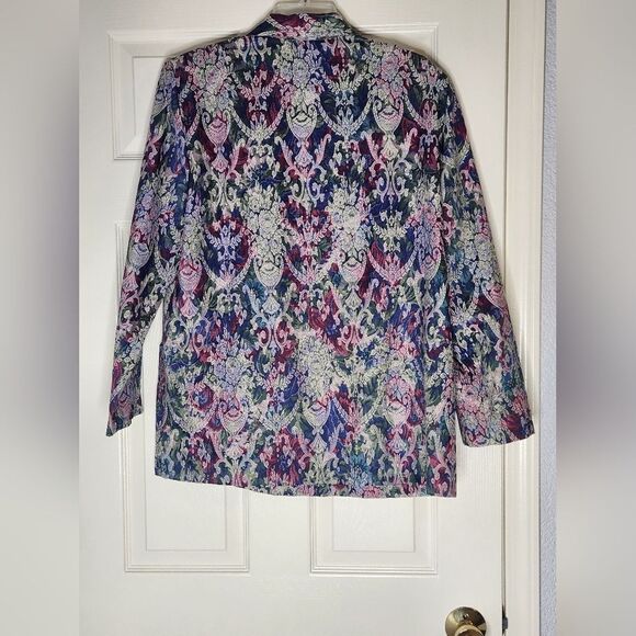 Vtg Lori by AM Casuals Mlticlrd Lngslvs 1Button Pockets CottonBlend Women Blazer - Picture 7 of 8